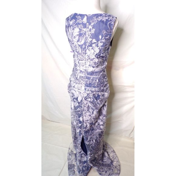 JS COLLECTIONS Maddison Column Shirred Gown Dress Blue 6 NEW - Picture 13 of 16